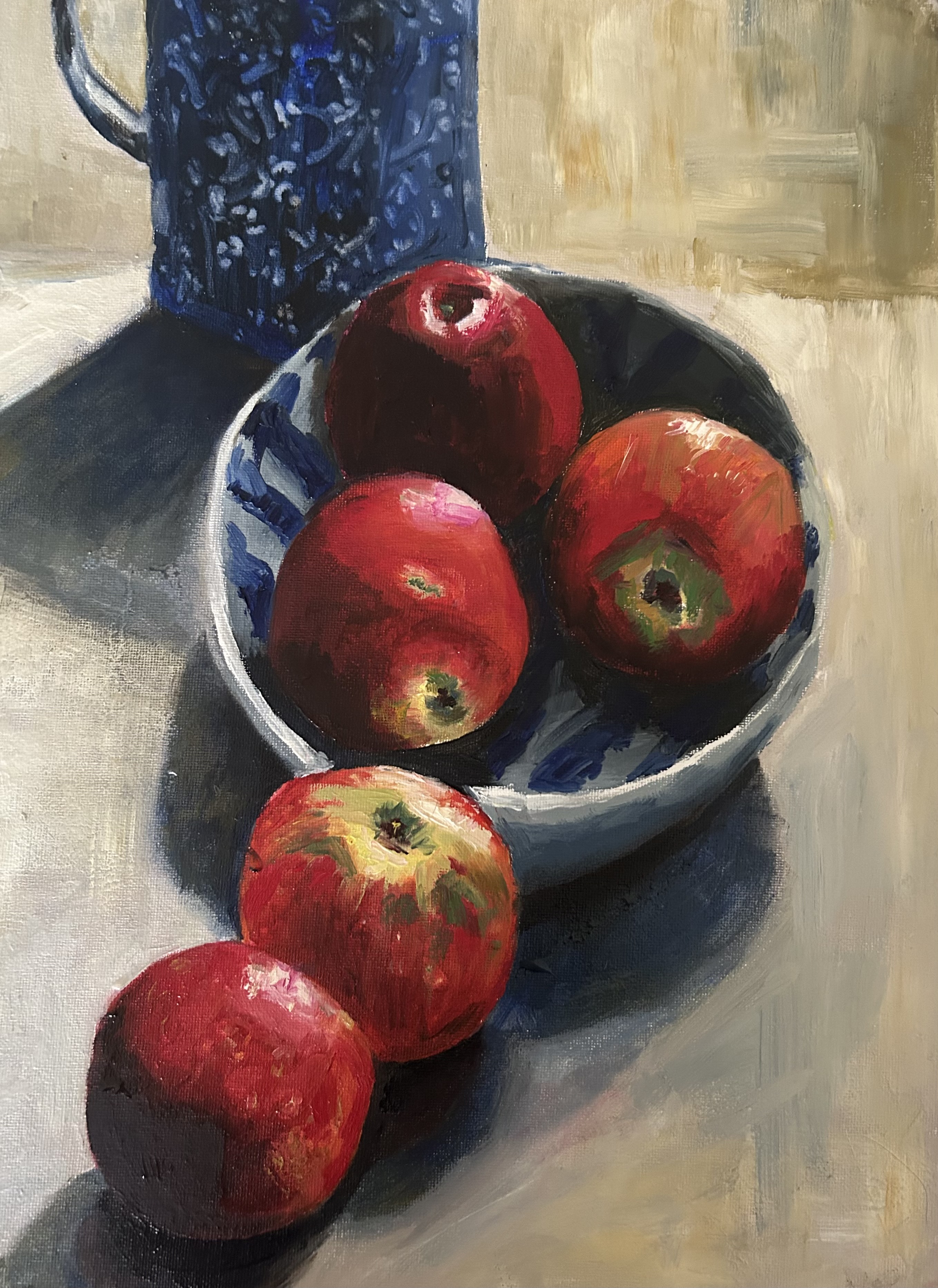 Apples and Blue Jug painting
